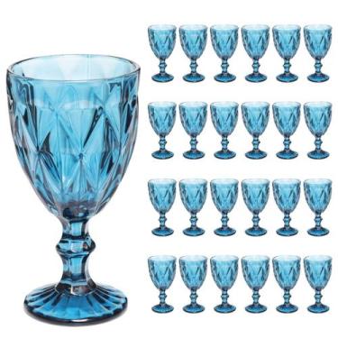 Imagem de Copo Taça Vidro Diamante Azul Para Agua 300ml - 24 UN - Ecos, Diamante