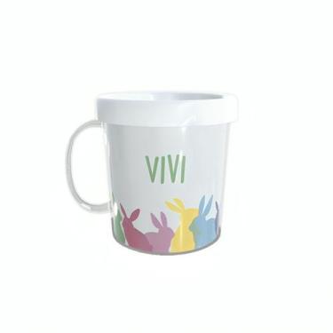 Imagem de Caneca Acrílica Rosqueável Personalizada - Coelhinhos - Branco - 1 uni