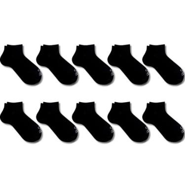 Imagem de Kit 10 Pares de Meia Cano Curto Liso Feminino - Neo Meias, Preto, 34-3