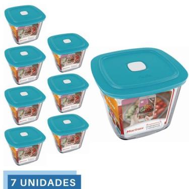 Imagem de 7 Potes Vidro Facilita  Quadrado Alto Com Tampa 1L Marinex - NADIR FIG