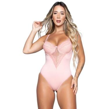 Imagem de Body Blogueira Bella Fiore Modas Bojo Com Renda Decote e Costa Cruzada