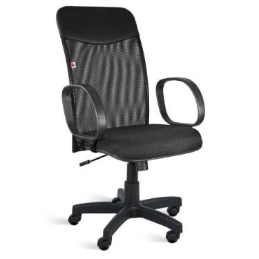 Imagem de Cadeira Presidente Relax Braços Tecido Preto Mercúrio - Shop Cadeiras