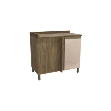 Imagem de Balcão de Canto 1 Porta com Tampo e Pés Nogueira/Macadamia