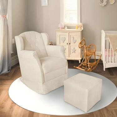 Imagem de Poltrona Decorativa Amamentação Balanço E Puff Quarto Mamãe Bebê Corino