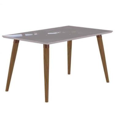 Imagem de Mesa Adele Madeira 130cm com Vidro Temperado - Madeira/Off White - Cim