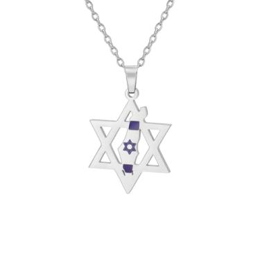 Imagem de EUEAVAN Colar de estrela de Davi para mulheres, colar da Palestina, estrela judaica, bandeira do país, pingente de mapa e pingente do Oriente Médio, joia nacional árabe, presentes judaicos, homens,