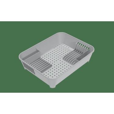 Imagem de Escorredor De Louças 14 Pratos Coza Basic 45 cm x 35 cm x 18 cm Cinza 