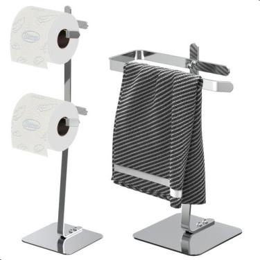 Imagem de Porta Papel Higiênico de Chão Inox e Toalha Lavabo Oslo.D - CromoShop