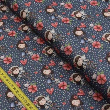 Imagem de Tecido Estampado para Patchwork - Amizade Verdadeira : Bonecas Marinho