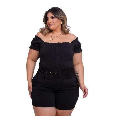 Imagem de Macaquinho Plus Size Ciganinha Botão elastec Veste 48 a 52 - Bellucy M