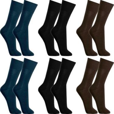 Imagem de Kit 6 Pares Meias Lupo Social Masculina Algodão Cano Alto Longo Atacad