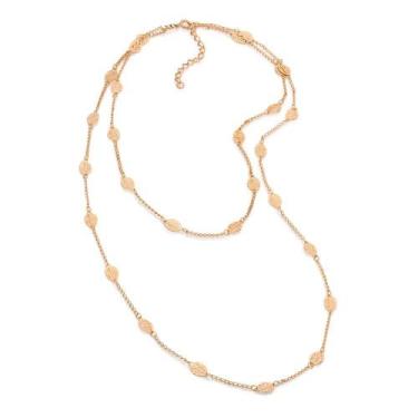 Imagem de Colar Duplo Rommanel Folheado Ouro 18k Folhas Vazadas Lindo, Dourado
