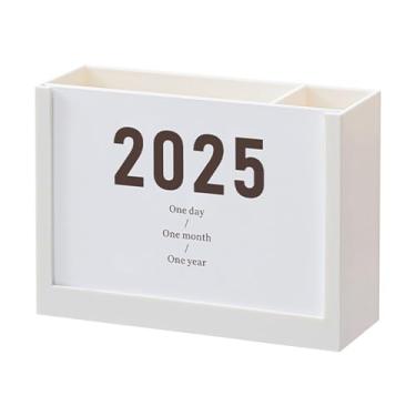 Imagem de Porta-lápis e calendário de mesa, calendário porta-canetas para mesa | Calendário organizador de mesa Pen Pot 2025 - Suporte de caneta multifuncional decoração de calendário de mesa para casa, sala de