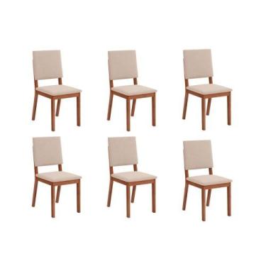 Imagem de Kit 6 Cadeiras de Cozinha Talia 6 Un Freijo/Suede Creme - DJ Móveis