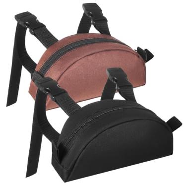 Imagem de Shinylin 2 peças bolsa de selim de bolso com alça bolsa de selim bolsa de sela para selas ocidentais e de resistência pacotes de sela para cavalos celular trilha equitação, preto e marrom