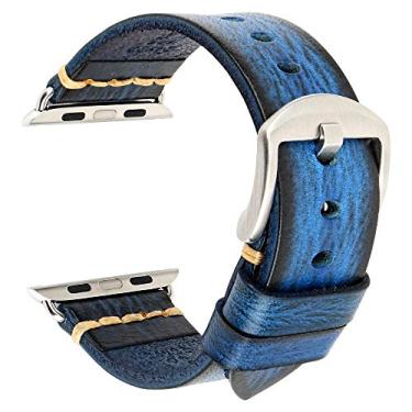 Imagem de REZERO Pulseiras para smartwatch compatíveis com Apple Watch, pulseiras de relógio de couro curtido vegetal de substituição para iWatch 38, 40, 41, 42, 45, 49 mm, homens, mulheres, presentes, Fivela