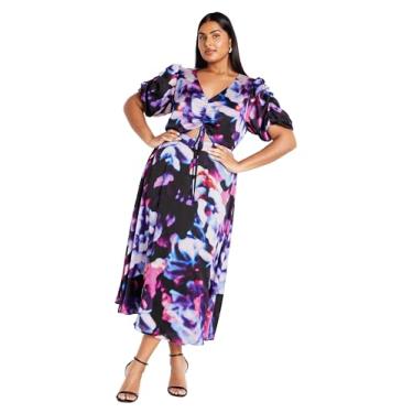 Imagem de City Chic Vestido Cammy Plus Size com estampa de busto reunido em luzes neon, Luzes Neon, 48