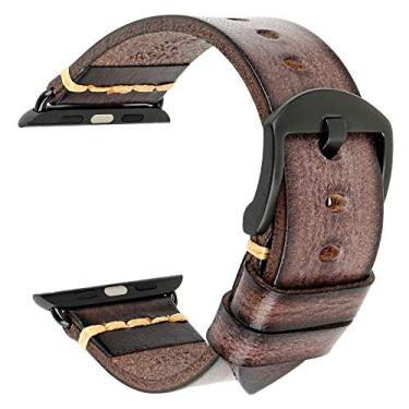 Imagem de REZERO Pulseiras para smartwatch compatíveis com Apple Watch, pulseiras de relógio de couro curtido vegetal de substituição para iWatch 38, 40, 41, 42, 45, 49 mm, homens, mulheres, presentes, Cinza +