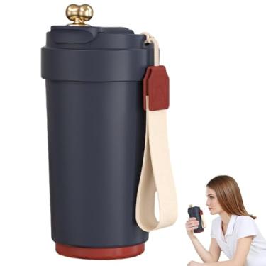 Imagem de Fecadou Caneca isolada, xícara de café isolada - Xícaras de café térmicas portáteis de aço inoxidável para viagem,Caneca térmica de viagem amigável à prova de derramamento, garrafa de água com
