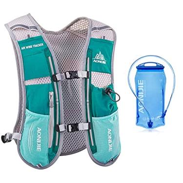Imagem de Mochila leve para corrida 5L, esportes ao ar livre, trilha, corrida, maratona, caminhada, fitness, bolsa, colete de hidratação (Hellblue + bexiga de água de 1,5L)