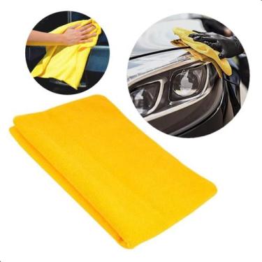 Imagem de Toalha De Microfibra amarela automotiva 310g 60cm Secagem Rápida Sem R