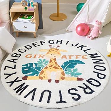 Imagem de LIULA Tapete Infantil Girafa ABC, Redondo 120 cm, Lávável, Antiderrapante, Colorido, Tapete para Quarto de Bebê, Sala de Estar e Jogos