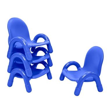 Imagem de Cadeira infantil infantil de 12,7 cm, azul royal, pacote com 4, solução de assento ergonômica empilhável para salas de aula e escolas domésticas