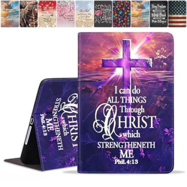 Imagem de FQTBCEARI Capa para Samsung Galaxy Tab S9 FE 5G 10,9 polegadas/Galaxy Tab S9 11 polegadas (2023), capa fina de couro PU, suporte ajustável com capa de despertar/hibernar automático, versículos