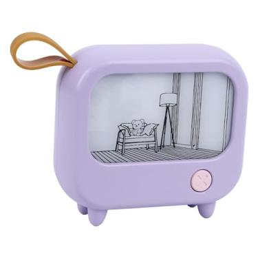 Imagem de Ilumine a Luz Noturna Em Forma de TV - USB Recarregável Com 2 Modos para Decoração de Quarto, Crianças e Amigos (Roxo)