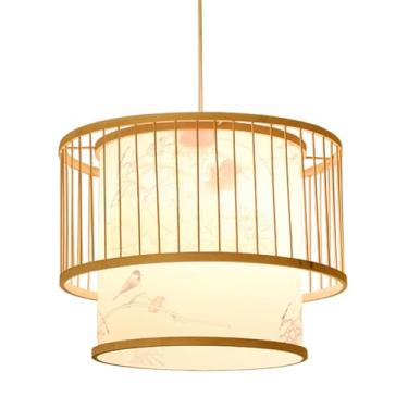 Imagem de Luminárias pendentes Vomeko tecidas b amboo, luminária pendente de gaiola, luminária pendente de vime tecida à mão, luzes LED para loja de panelas quentes de restaurante 111V ~