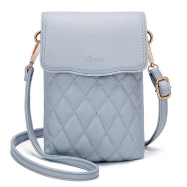 Imagem de Marvolia Pequenas bolsas transversais para mulheres - bolsa transversal de couro vegano mini bolsa para celular para viagens, Azul claro, One Size