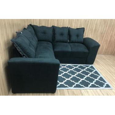 Imagem de Sofá de Canto 4 Lugares Belo em Suede - Veneza Estofados, Preto