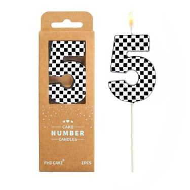Imagem de PHD CAKE Velas de aniversário de corrida número 5 de 6 cm, velas com números temáticos de corrida legais, velas com número de bolo, celebração de festa, vela estilo