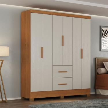 Imagem de Guarda Roupas Casal com 2 Gavetas e 6 Portas Primordial Max Cinamomo/Areia