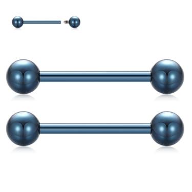 Imagem de PEAKLINK G23 Anéis de mamilo de titânio barra de mamilo barra reta joia corporal barra sobrancelha rosca interna língua piercing 12 14 16G, Sem Pedra Preciosa