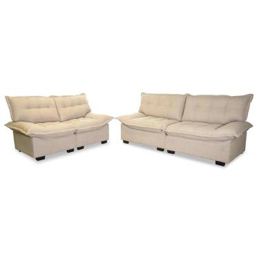 Imagem de Conjunto Sofá Coliseu 3 e 2 Lugares Bouclê Bege - King House