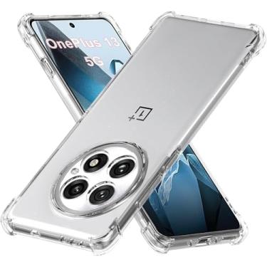 Imagem de USTIYA Capa para OnePlus 13 1+ 13 5G TPU transparente quatro cantos capa de proteção de grau militar transparente macia