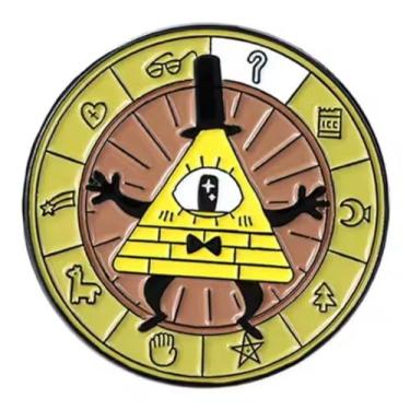 Imagem de Crachá de broche esmaltado Bill Cipher Demon Teapot Gravity Cartoon 3,6 cm, 1.4 Inches, Esmalte, Esmalte
