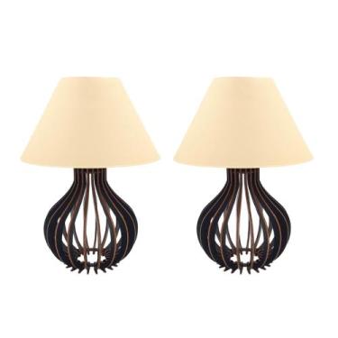 Imagem de 2 Kit Luminárias Abajur Decoração Quarto Enfeites-Cúpula-Bege - babyki