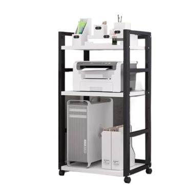 Imagem de LICONG-2020 Suporte de impressora simples prateleiras de escritório do chão ao teto rack de colocação móvel para computador prateleira de impressora prateleiras contra a parede suporte moderno para