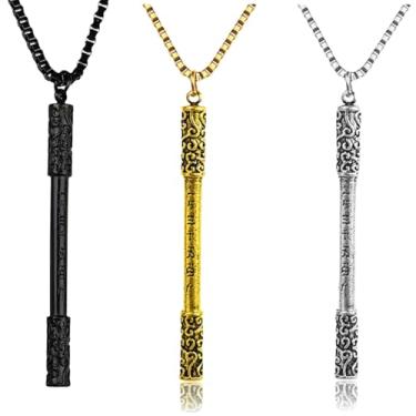Imagem de Joddfly Colar com pingente Monkey King, corrente de 61 cm, ouro, prata, preto, pacote com 3, Aço inoxidável, Sem tipo de metal