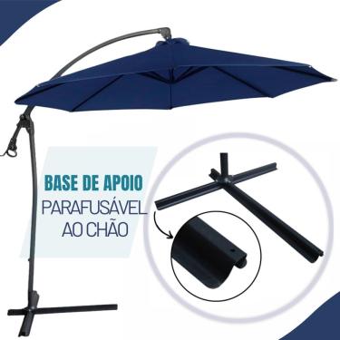 Imagem de Ombrelone Lateral de Luxo Guarda Sol Cobertura 3 Metros em Aluminio Azul Importway Mais Bonito que Mor, Bel, Revomax