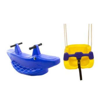 Imagem de Kit Jacaré gangorra 2 Lugares Diversas Cores+ Balanço Com cinto e trav