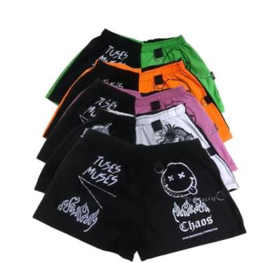 Imagem de Bermuda Estampada Moda Gringa Corrente Lateral Short Feminino Poliéste