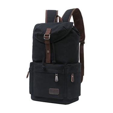 Imagem de Mochila de lona para homens mochilas grandes mochila escolar para adolescentes meninos qualidade mochila masculina mochila(Black)