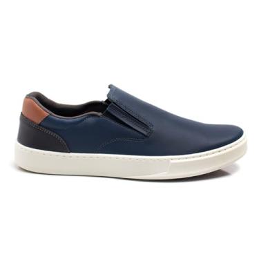 Imagem de Tenis Masculino Iate Casual Trabalho Sapatênis Slip On Estiloso Confortável Macio Leve (Azul Marinho, BR, Adulto, Numérico, 43)