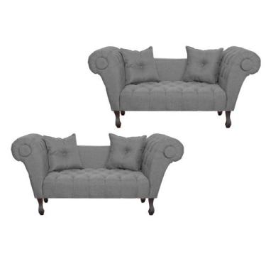 Imagem de Kit 02 Recamier Divã Namoradeira Dubai Belo Tok - Linho, Cinza