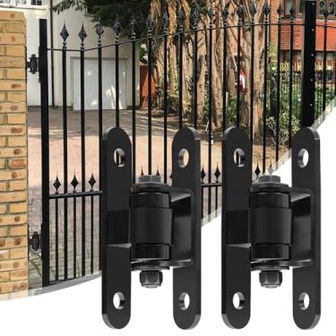 Imagem de IRONWALLS Dobradiças para portões resistentes de 19 cm, pacote com 2 dobradiças de aço preto, capacidade de peso de 499 kg, dobradiças de rolamento seladas para portões de metal de madeira, grandes