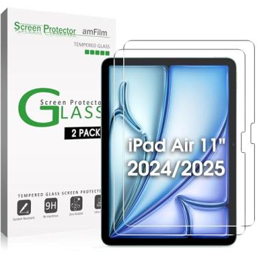 Imagem de amFilm Protetor de tela para iPad Air OLED M2 de 11 polegadas [modelo 2024] vidro temperado [Face ID e Apple Pencil Pro e compatível com capa] [antiarranhões] [99,99% HD transparente]