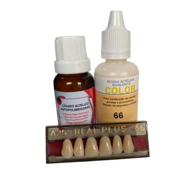 Imagem de Kit cola cor do dente + dente provisório resina acrílica a25 (tamanho 